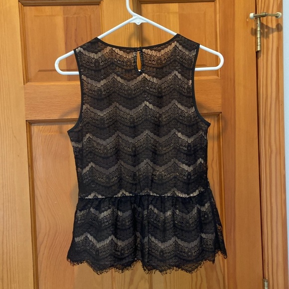Ann Taylor LOFT Black Lace Sleeveless Tank Peplum Top Size XS - Picture 3 of 5